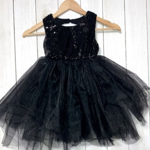 Baby Ball Black sequin tutu dress birthday dress up wednesday Size 18/24